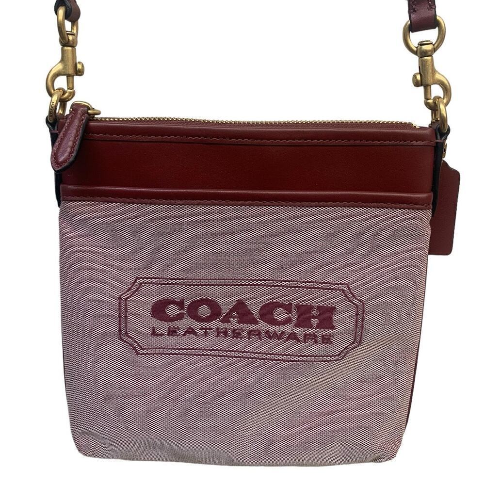 Coach‎ Badge Jacquard Knit Crossbody in Wine
